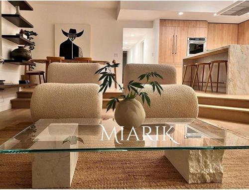 Miarik Design Mermer Traverten Renk Patlatma Orta Sehpa