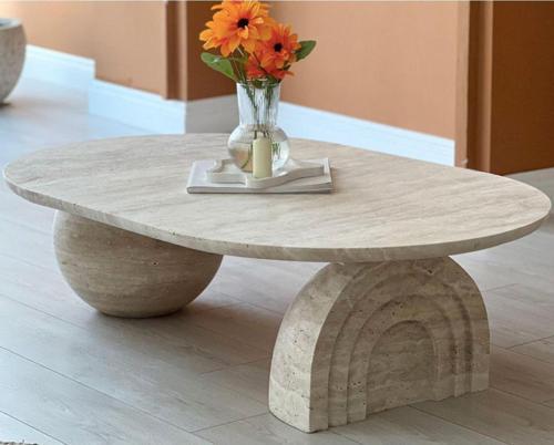 Miarik Design Mermer Ve Ahşap Flor Orta Sehpa