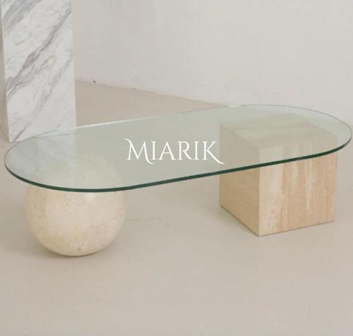 Miarik Design Top Ve Kare Ayakli Cam Tablalı Orta Sehpa