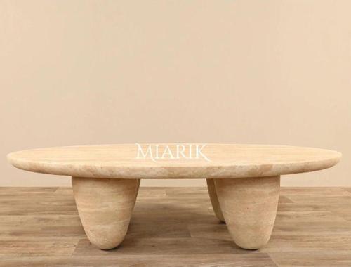 Miarik Design Traverten 4 Mermi Ayaklı Orta Sehpa