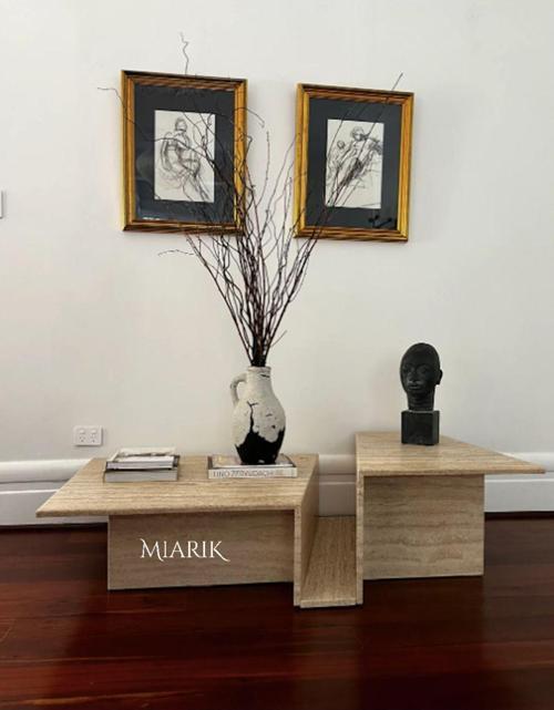Miarik Design Traverten Blok Kademeli Orta Sehpa