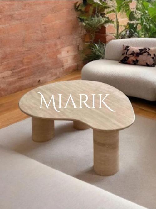 Miarik Design Traverten Fasulye Sehpa Alba