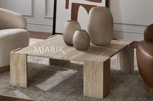 Miarik Design Traverten Kare V Köşeli Ayak Orta Sehpa