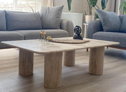 Miarik Design Mermer 4 Silindir Ayak Orta Sehpa Dkdr