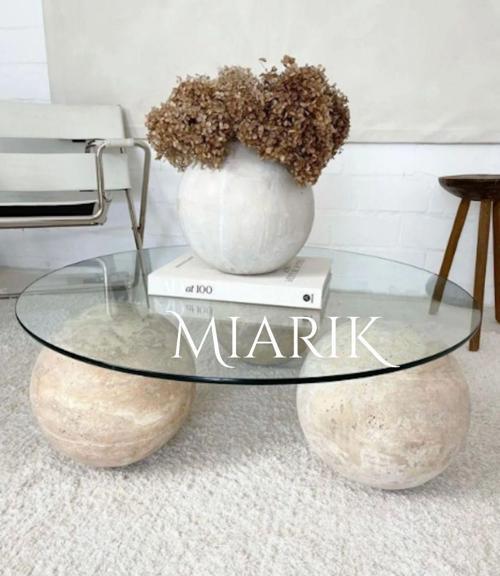 Miarik Design Mermer Tabla 3 Küreli Orta Sehpa
