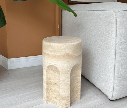 Miarik Design Traverten Mermer Cham Yan Sehpa , Masa , Orta Sehpa , Zigon