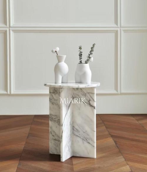 Miarik Design Leylak Calacatta Mermer Mermer Yan Sehpa , Masa , Orta Sehpa , Zi̇Gon