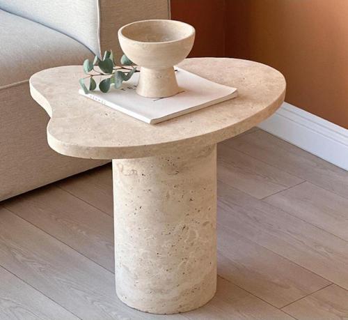 Miarik Design Traverten Mermer Eidothe Yan Sehpa , Masa , Orta Sehpa , Zigon