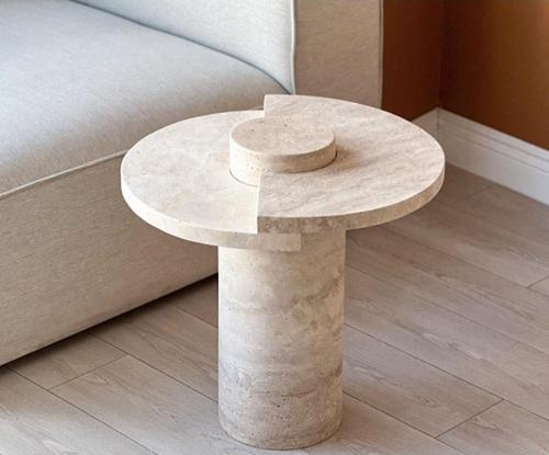 Miarik Design Traverten Mermer Farah Yan Sehpa , Masa , Orta Sehpa , Zigon
