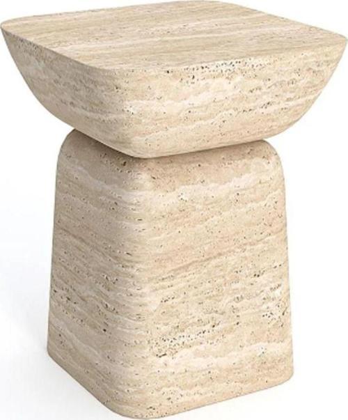 Miarik Design Traverten Mermer Halenie Yan Sehpa , Masa , Orta Sehpa , Zigon
