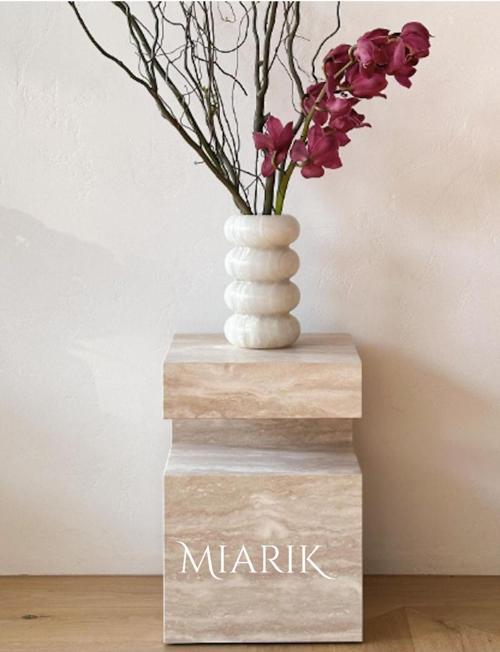 Miarik Design Traverten Mermer Mıavra Yan Sehpa , Masa , Orta Sehpa , Zigon