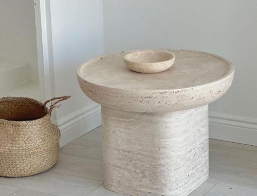 Miarik Design Traverten Mermer Srapıs Yan Sehpa , Masa , Orta Sehpa , Zigon
