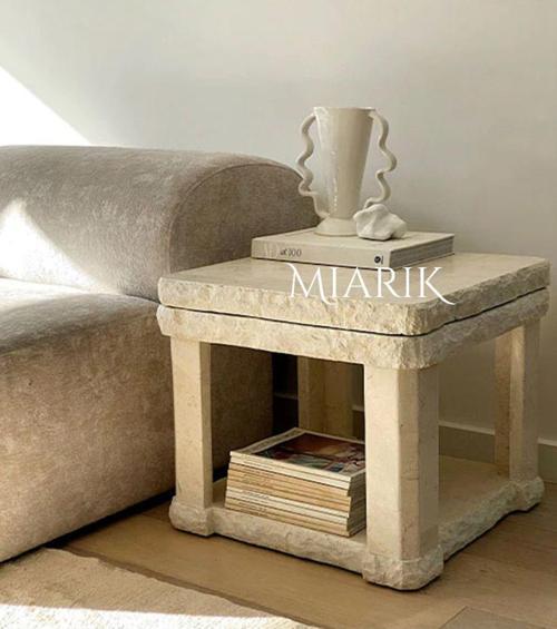 Miarik Design Traverten Patlatma Pato Mermer Yan Sehpa Zigon