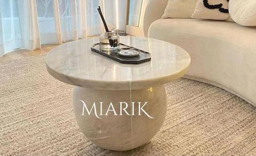 Miarik Design Mermer Top Yuvarlak Yan Sehpa Ve Zigon