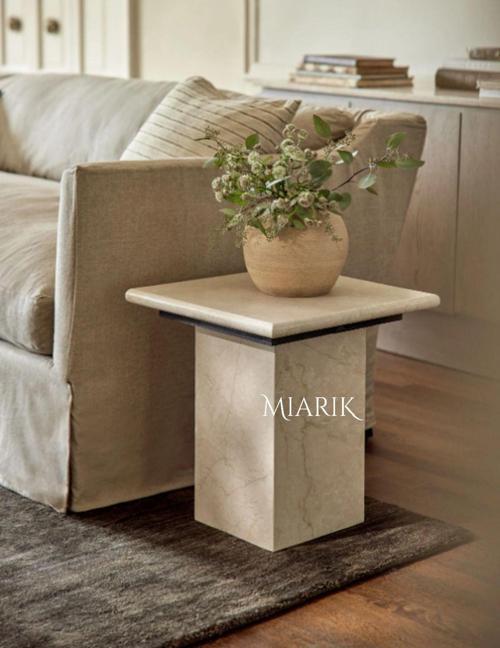 Miarik Design & Dekorasyon Traverten Mermer Mılan Yan Sehpa , Masa , Orta Sehpa , Zigon