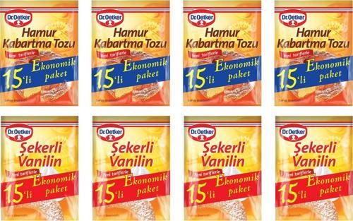 Dr.Oetker Kabartma Tozu 15 li + Vanilya 15 li x 8 li Ekonomik Paket
