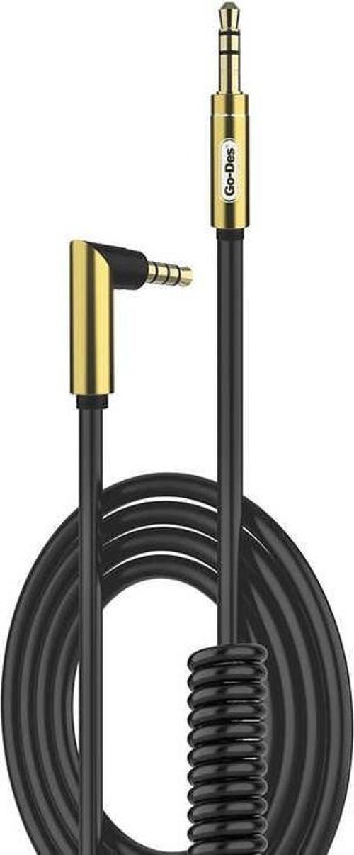 GAC-216 3.5 mm Spiral Aux Kablo L Tasarım Audio Stereo 180 cm Ses Kablosu