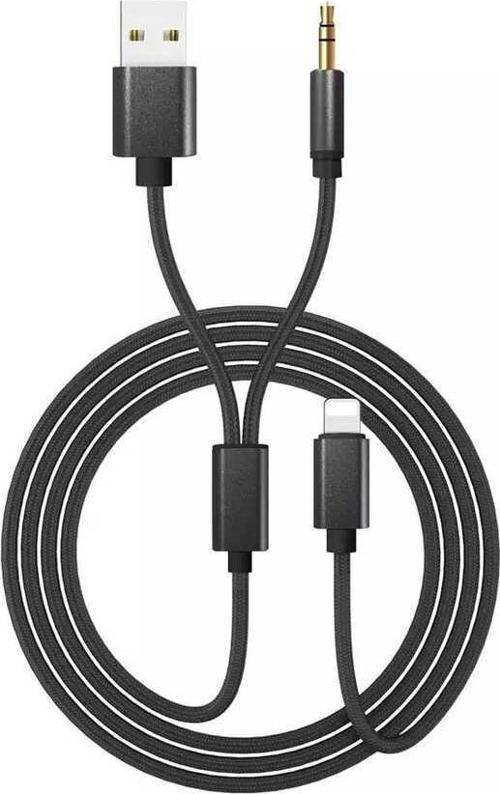 GAC-306 2 in 1 Aux Kablo Lightning to 3.5 mm & USB Ses Kablousu