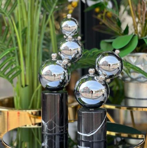 Miarik Design & Dekorasyon Dekoratif Mermer Kaideli 2'li Gold Top Top Balon Dekor