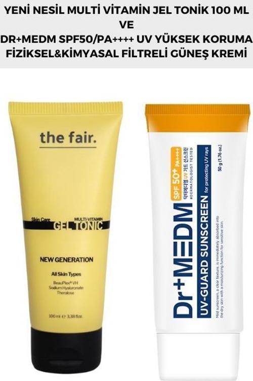 Multi Vitamin Jel Tonik 100 ml ve Dr+MEDM SPF50/PA++++ UV 50 ML Guard Sunscreen Yüksek Koruma