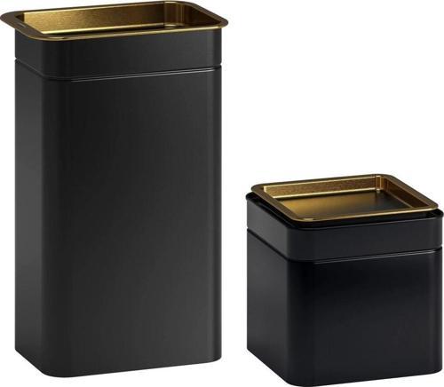 2 Adet Kapaklı Saklama Kabı (11X7X20 Cm Ve 10X10X10 Cm) İkea 2'Li Set Kuru Gıda Saklama Kutusu Metal