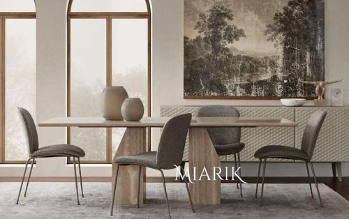 Miarik Design Grandu 2 Ayaklı Traverten Mermer Yemek Masası