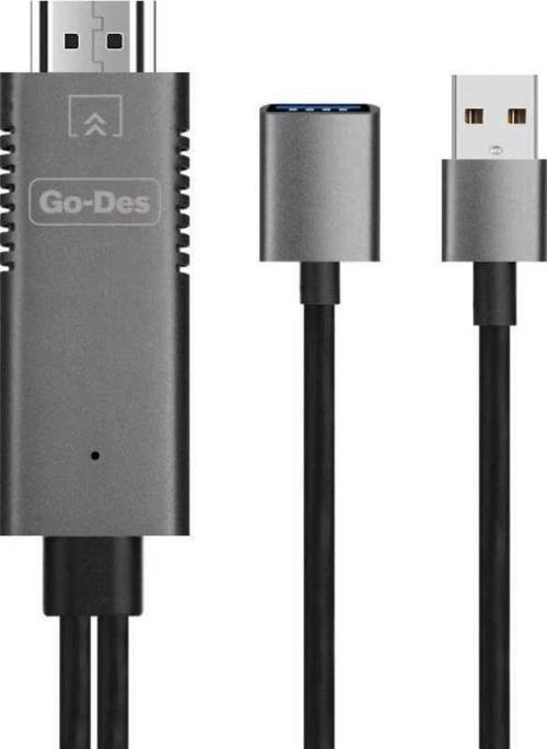 GD-8271 3 in 1 HDMI Dişi Kablo FHD 1080p (Type-C + Lightning + Micro ) 100 cm