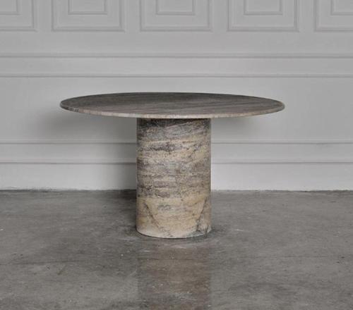 Miarik Design Silver Gumus Gri Traverten Mermer Yemek Masası Oval