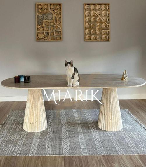 Miarik Design Traverten Mermer Yemek Masası Tirtoku