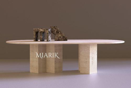 Miarik Design Traverten Ucgen Mermer Yemek Masası