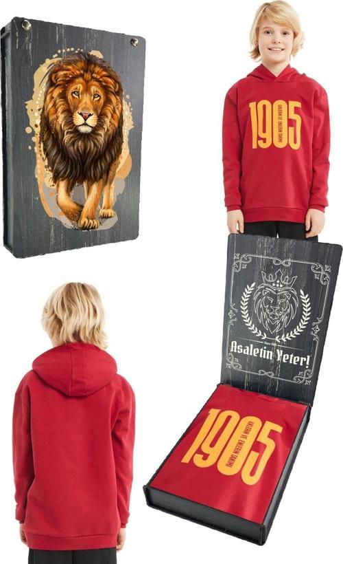 Orijinal Lisanslı Kapüşonlu Kırmızı 1905 Çocuk Sweat Ahşap Kutulu