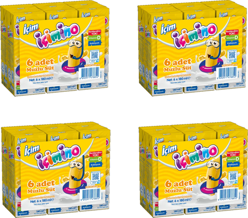 İçimino Muzlu Süt 180 Ml X 24 Adet
