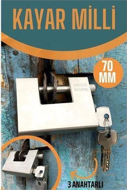Çelik Kayar Milli Asma Kilit 70 MM 3 anahtarlı Sonax Design 721041