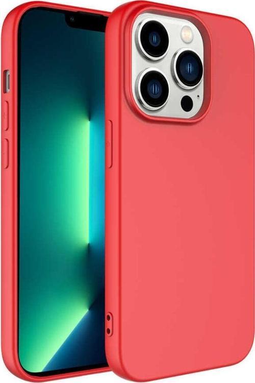 Iphone 14 Pro Ile Uyumlu Kılıf Kadife Iç Yüzey Silikon Vieri Kılıf Kırmızı