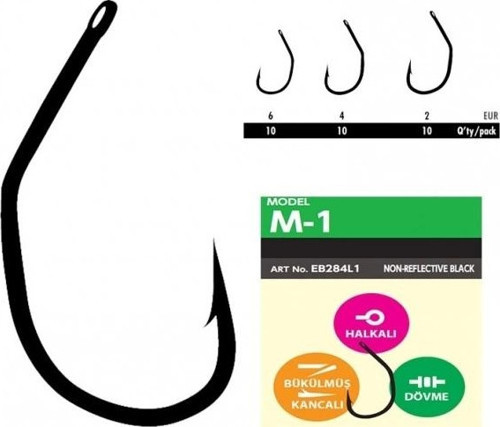 M1 Sazan İğnesi Dövme Teflon Black 10'lu Paket