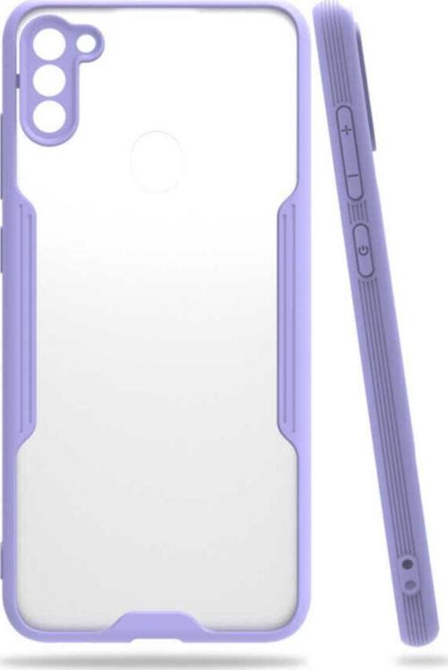 Galaxy M11 Renkli Kenar Perfe Tpu Silikon Kılıf Mor