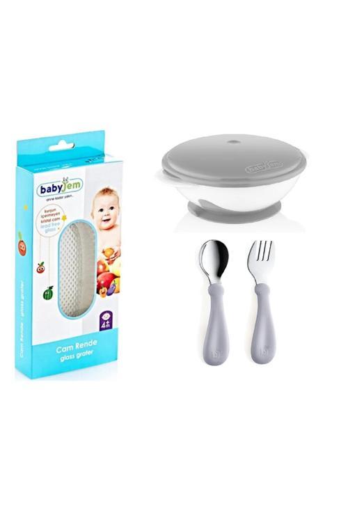 Cam Rende + Gri Paslanmaz Çelik Çatal Kaşık Seti