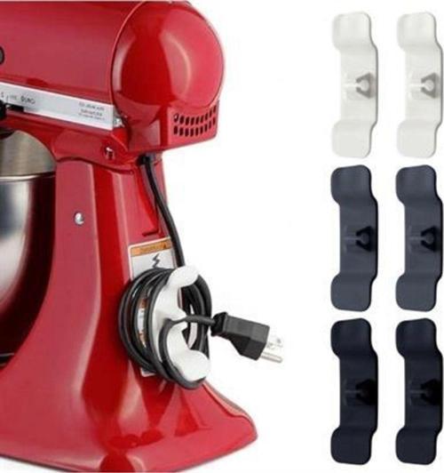 6'lı Pratik Mutfak Air Fryer Kettle Kahve Tost Makinesı Kablo Toparlayıcı Yapışkanlı Klips 