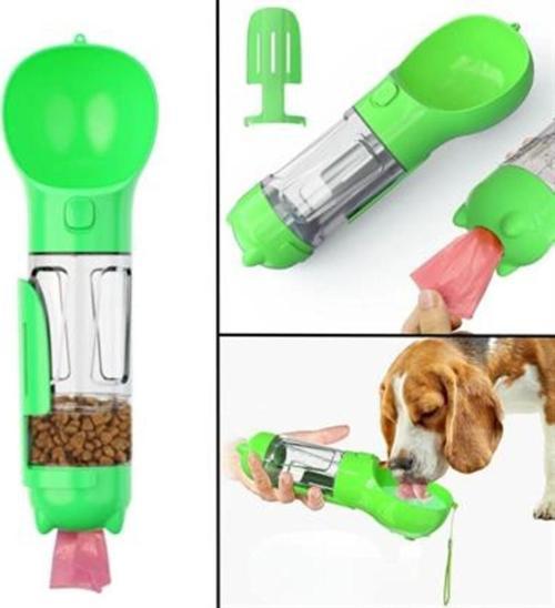 Taşınabilir Hazneli Mama Kaplı ,Kaka Poşetli Kedi,Köpek Suluğu-300ml