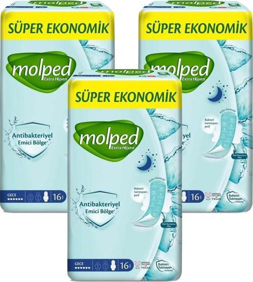 Extra Hijyen Antibakteriyel Ped Gece Extra Uzun 16 lı x 3 Adet