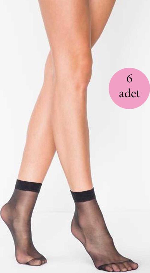 6 Adet Fit 15 Soket Ince Parlak Kısa Çorap Siyah