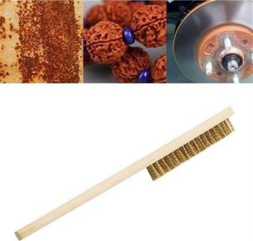 Metal Telli Fırça Ahşap Saplı Pas Kir Sökme Temizleme Fırçası
