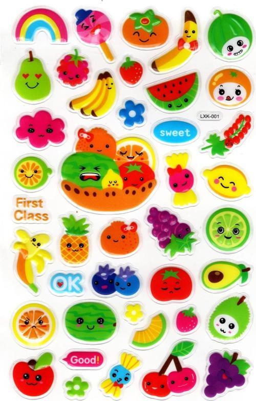 Sticker Kabartmalı Stiker Defter, Planlayıcı Etiket (lxk-001) - 22X14 cm - Kawaii Meyveler