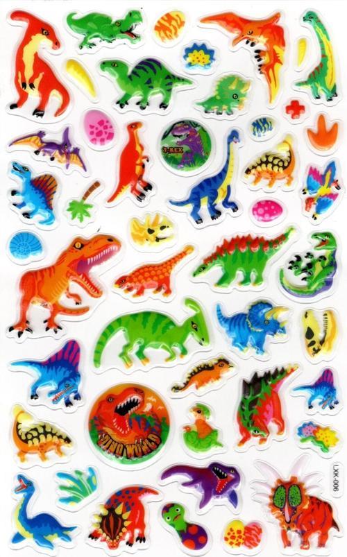Sticker Kabartmalı Stiker Defter, Planlayıcı Etiket (lxk-006) - 22X14 cm - Renkli Vahşi Dinazorlar