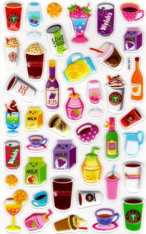 Sticker Kabartmalı Stiker Defter, Planlayıcı Etiket (lxk-008) - 22X14 cm - İçecekler