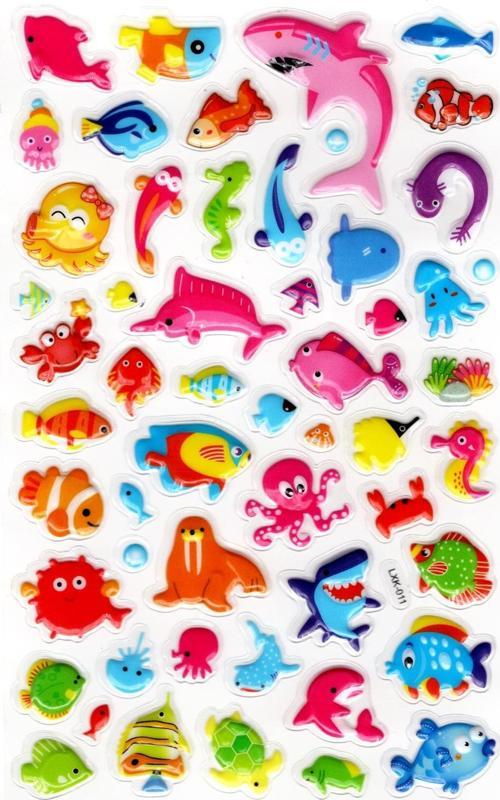 Sticker Kabartmalı Stiker Defter, Planlayıcı Etiket (lxk-011) - 22X14 cm - Sevimli Balıklar