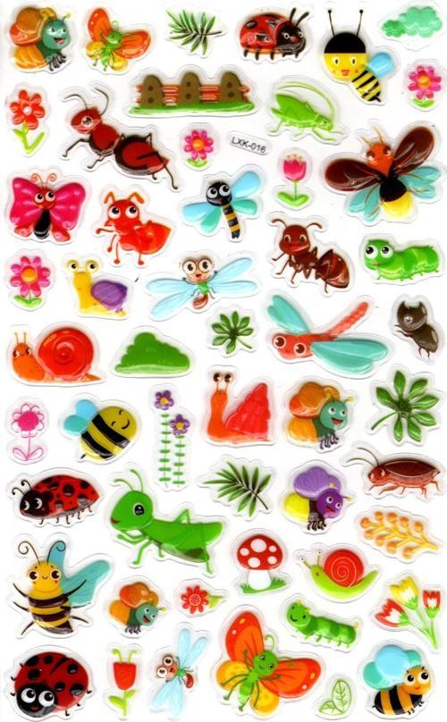 Sticker Kabartmalı Stiker Defter, Planlayıcı Etiket (lxk-016) - 22X14 cm - Karınca Kelebek Böcek