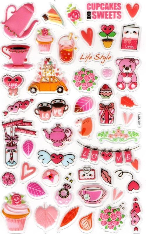 Sticker Kabartmalı Stiker Defter, Planlayıcı Etiket (lxk-021) - 22X14 cm - Pembe Love Ayıcık