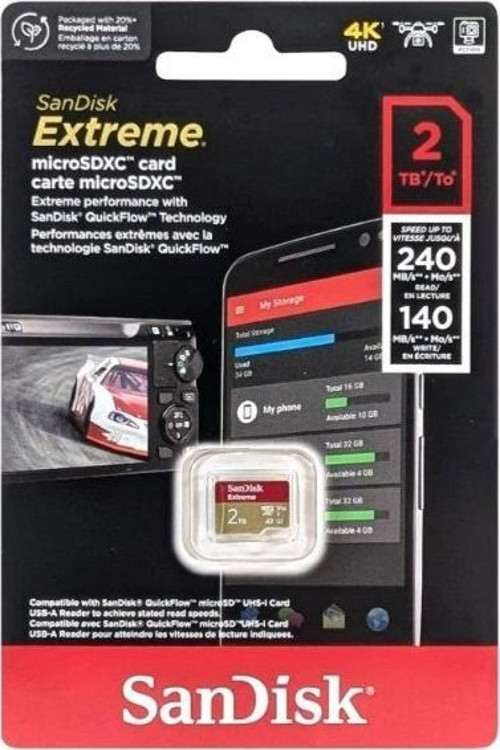 Extreme 2TB SDSQXAV-2T00-GN6MN 240/140MB/s microSDXC UHS-I A2 V30 4K Kamera Drone Hafıza Kartı