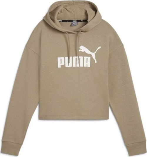 Ess Cropped Logo Hoodie Kadın Bej Sweatshırt